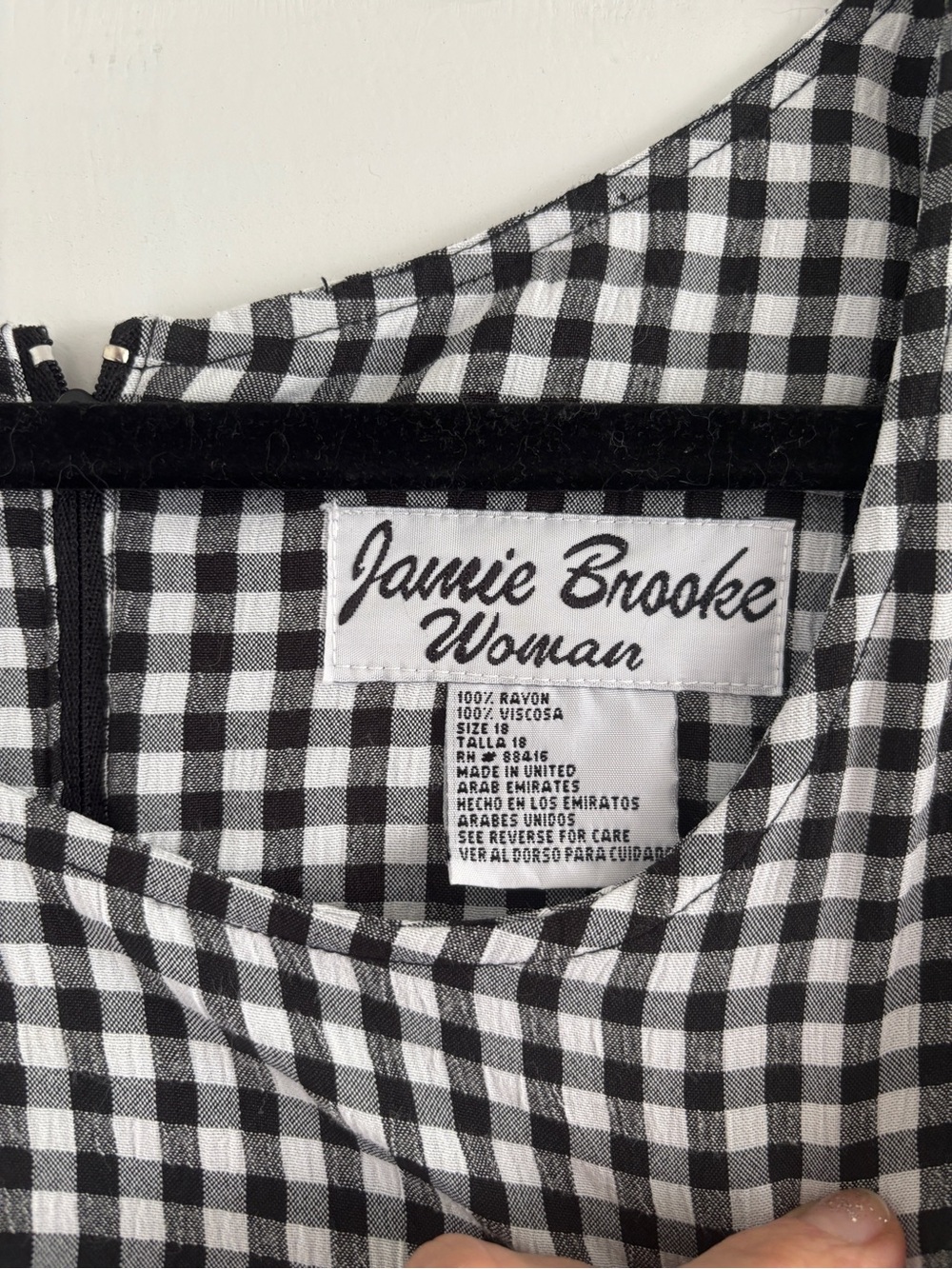 Vintage Jamie Brooks Woman Black White Gingham Daisy Knee Length Dress Size 18 - Picture 5 of 5